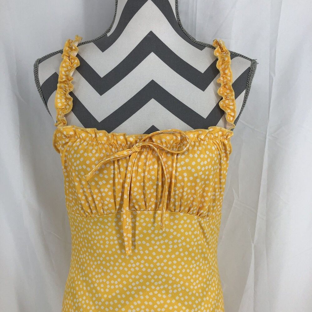 Shein Yellow Floral Ruffle Elastic Strap Mini Dress Large